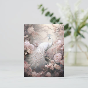 Romantiska vita persikor och Rosor Blommor Vykort