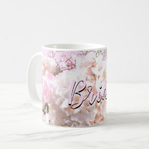 Romantiska vita snöre-vattenområden rosa ros Bride Kaffemugg