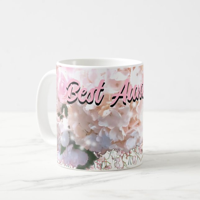 Romantiska vita snöre-vattenområden rosa ros Moste Kaffemugg (Framsida vänster)