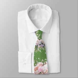 Romantiska vita snöre-vattenområden rosa ros slips