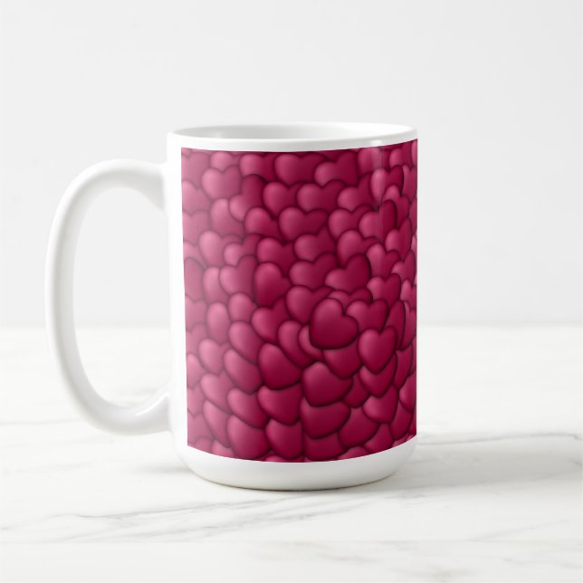 Romantiskt 3D-mönster med röda hjärtan-32322 Kaffemugg (Vänster)