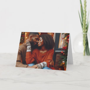 Romantiskt afrikanskt-amerikanskt julkort kort