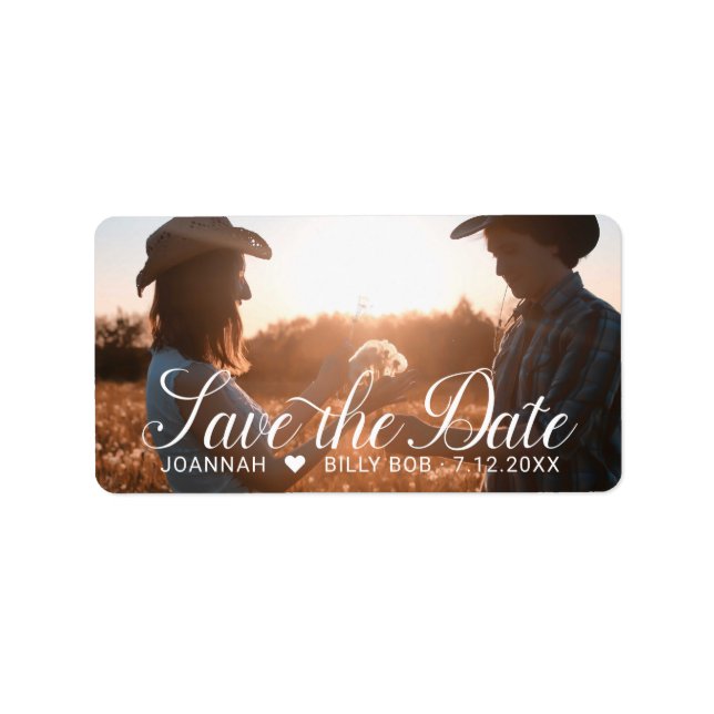 Romantiskt aktiverat par foto Spara datum Adressetikett (Framsidan)