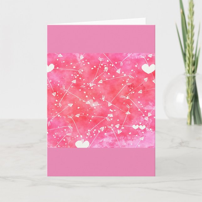Romantiskt akvarellmönster med rosa hjärtan och pi kort (Skapare uppladdad)