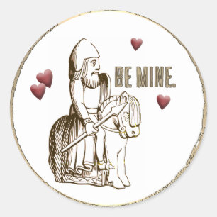 Romantiskt be min medeleval Art 3D Valentine Heart Runt Klistermärke