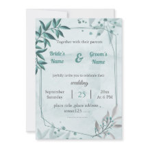 romantiskt blått löv blommigt geometric bröllop