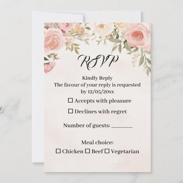 Romantiskt Blommigt Bröllops-Svarskort Inbjudningar (Framsida)