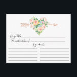 Romantiskt Blommigt Heart Recipe-kort Vykort<br><div class="desc">Recipe-kort för blommigt av romsk rosa. Kortets framsida har plats för receptitel,  från köket av & ingredienser. Baksidan har en linje för riktningar. Matchningsinbjudningar finns i vår butik</div>
