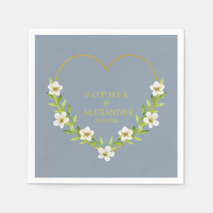 Romantiskt Blommigt Hjärtbröllop Anpassningsbart Pappersservett
