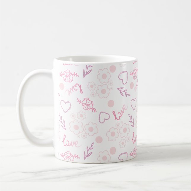 Romantiskt blommigt kärleksmönster kaffemugg (Vänster)