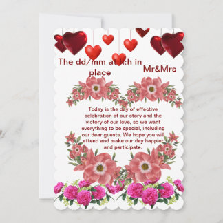 Romantiskt Blommigt Scalloped Wedding Card