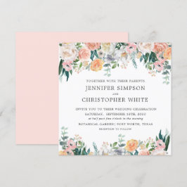 Romantiskt Blommigt Square Bröllopskort Inbjudningar