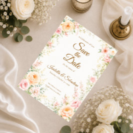 Romantiskt blomsterbröllop spara datumet