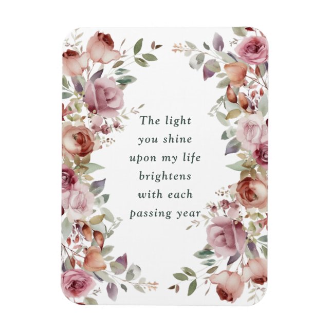 Romantiskt blomsterjubileumpresent magnet (Vertikal)