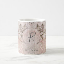 Romantiskt blomstermönster monogram kaffemugg