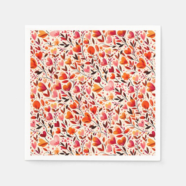 Romantiskt bloom: Alla hjärtans dag Pappersservett (Framsidan)