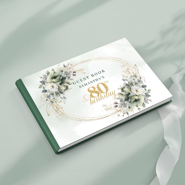 Romantiskt Boho Botaniskt Gästbok för 80-årsfirand (Romantic Boho Botanical 80th Birthday Guest Book)