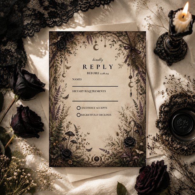 Romantiskt Boho Goth-bröllop OSA Kort (Skapare uppladdad)