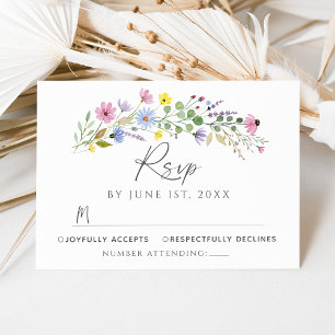 Romantiskt Boho Trädgård Vildblomma Bröllop RSVP-k Inbjudningar