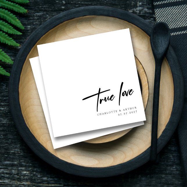 Romantiskt Bröllop Äkta kärlek skript: Chic Pappersservett (Romantic Whimsical Script True Love_ Wedding Chic Napkins)