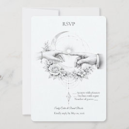 Romantiskt bröllop händer Minimalistisk design RSV Inbjudningar