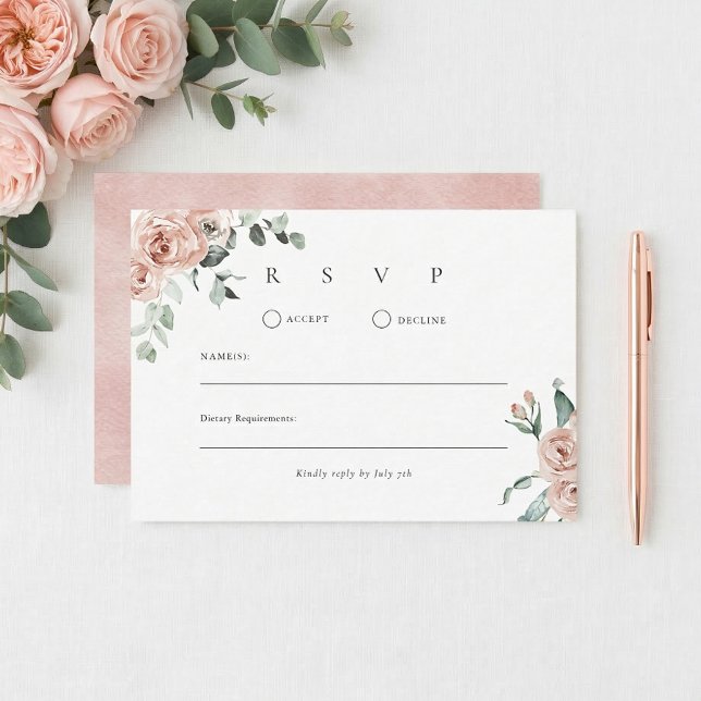 Romantiskt Bröllop med Rosa Ros OSA Kort (Skapare uppladdad)