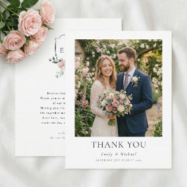 Romantiskt Bröllop med Rosa Rosor Tack Kort
