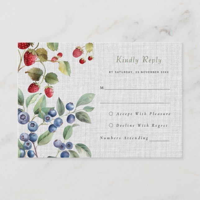 Romantiskt Bröllop OSA för sommarbär med vild Tilläggskort (Framsida)