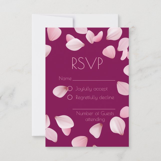 Romantiskt Bröllop OSA-kort för Rosa Petals OSA Kort (Framsida)