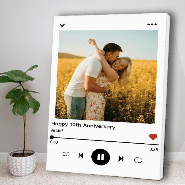 Romantiskt bröllopsjubileums foto sångalbum canvastryck (Romantic Wedding Anniversary Photo Song Album Canvas Print)