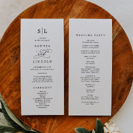 Romantiskt Bröllopsprogram i monogram-calligrafi Program