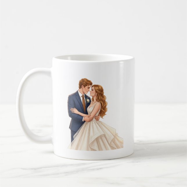 Romantiskt brudpar kaffemugg (Vänster)