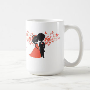 Romantiskt brudpar siluett kaffemugg