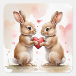 Romantiskt Bunny-kort Fyrkantigt Klistermärke