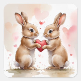 Romantiskt Bunny-kort Fyrkantigt Klistermärke