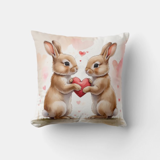 Romantiskt Bunny-kort Kudde (Framsida)