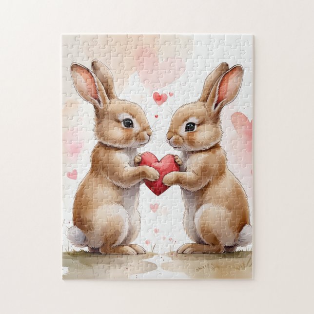 Romantiskt Bunny-kort Pussel (Vertikal)