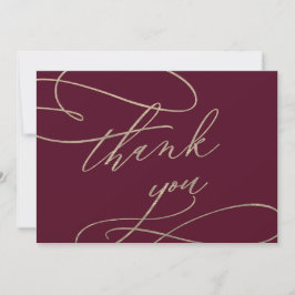 Romantiskt Burgundy Calligraphy - enkelt tack, dit Tack Kort