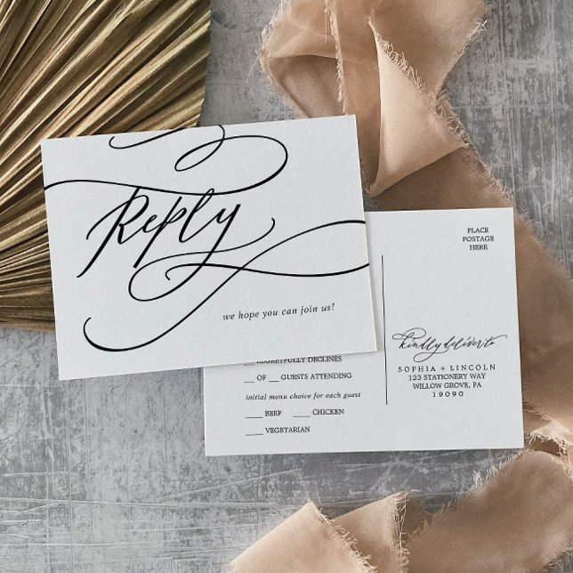 Romantiskt calligrafi Menu Choice OSA Postcard Inbjudan Vykort (Skapare uppladdad)