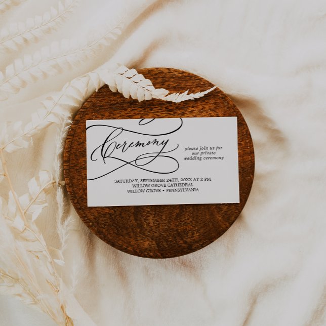 Romantiskt calligrafi privat Bröllop-minneskort Tilläggskort (Romantic Calligraphy Private Wedding Ceremony Card)