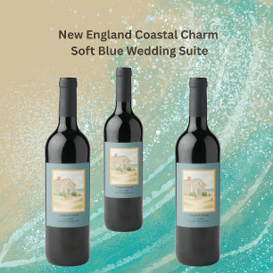 Romantiskt Cape Cod Coastal destination Bröllopet Vinflaska Etikett