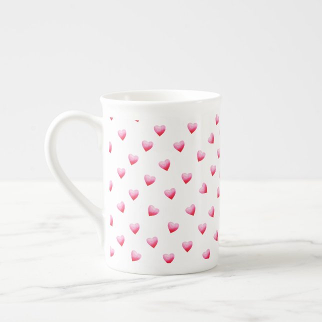 Romantiskt Cute Red Heart Benporslin Mugg (Vänster)