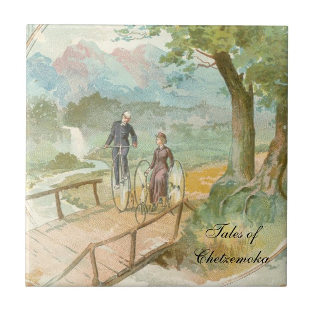 Romantiskt cykla för Victorian kopplar ihop Kakelplatta (Framsidan)