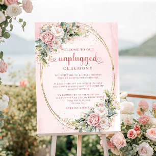 Romantiskt dammigt rosa blommotiv-teckning för avs poster