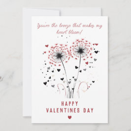 Romantiskt Dandelion Valentine Day Card Julkort