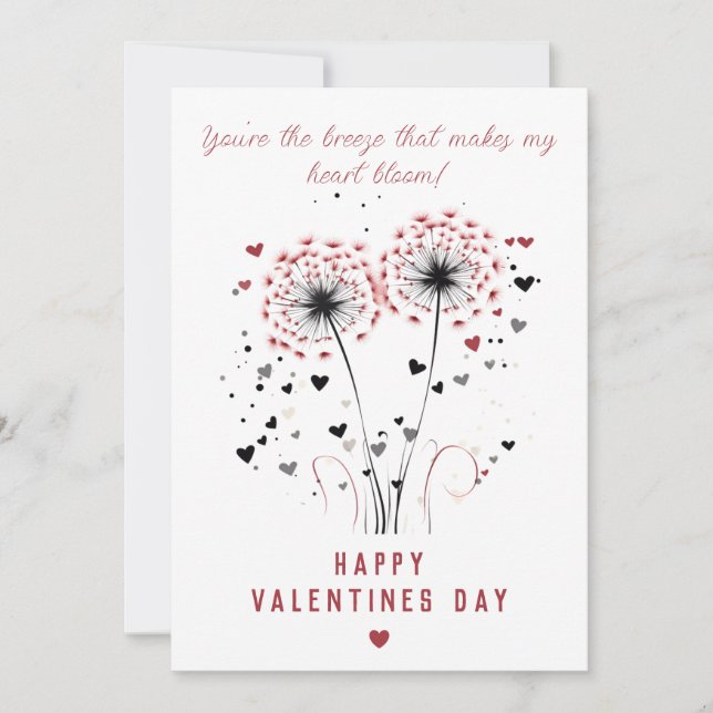 Romantiskt Dandelion Valentine Day Card Julkort (Framsida)