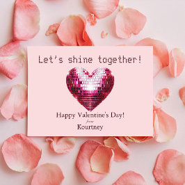 Romantiskt Disco Heart Valentine Day Card Julkort
