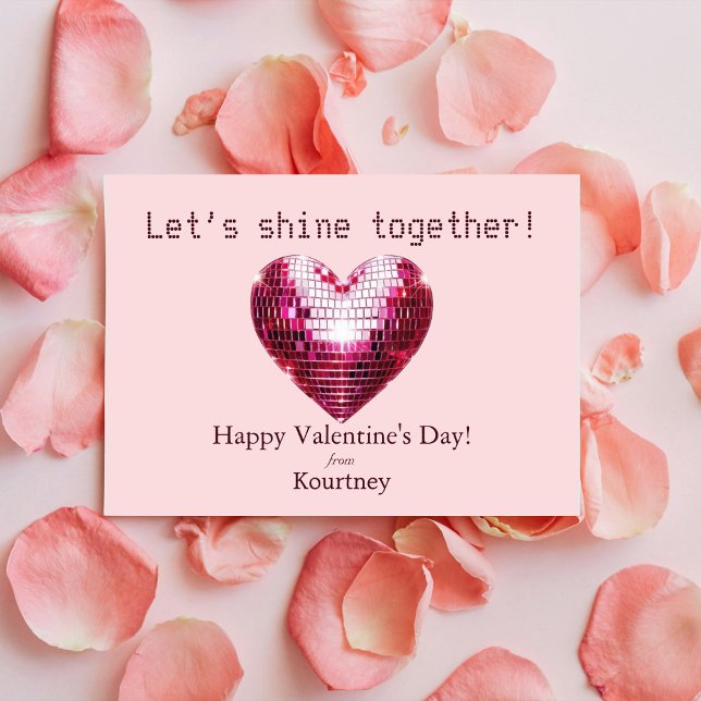 Romantiskt Disco Heart Valentine Day Card Julkort (Romantic Disco Heart Valentine's Day Card)
