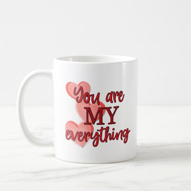 Romantiskt, "Du är mitt allt", Kärlek, Hearts Kaffemugg (Vänster)