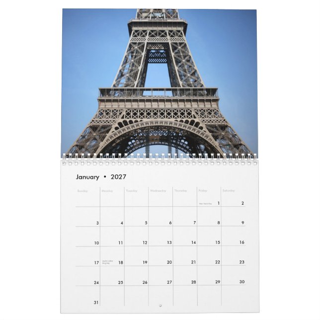Romantiskt Eiffel torn Paris 2015 Kalender (Jan 2027)